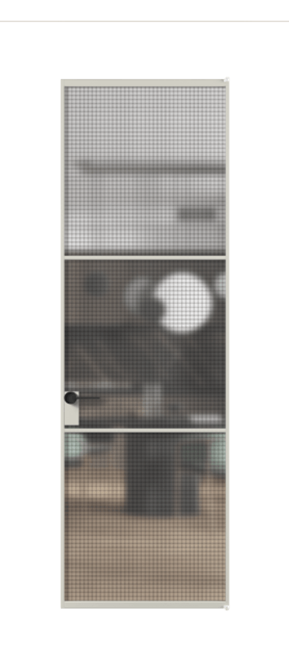 Алюминиевая дверь АЛПЛ040.03 Алюминий тёплый серый Декоративное стекло с сеткой "Mesh silver", триплекс, 6 мм Цена 129200  | Volhovec