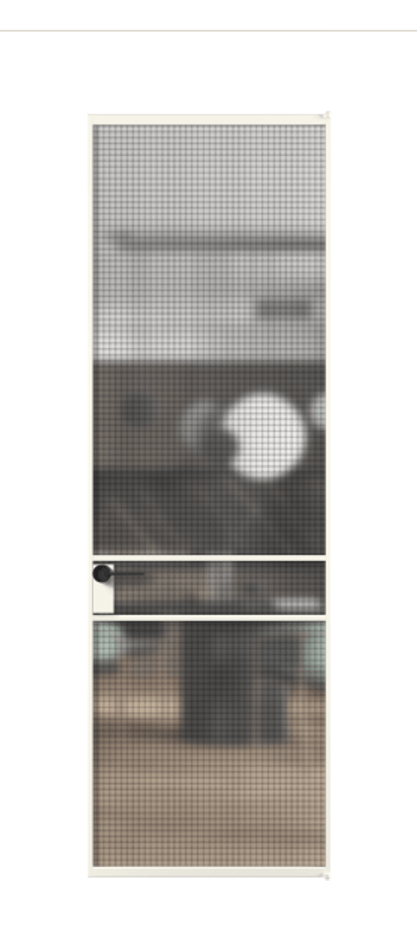 Алюминиевая дверь АЛПЛ040.02 Алюминий пудровый белый Декоративное стекло с сеткой "Mesh silver", триплекс, 6 мм Цена 117452  | Volhovec