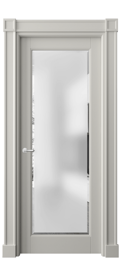 Межкомнатная дверь Тоскана Плано 6300 Матовый тёплый серый Сатинированное стекло с фацетом Цена 129639 ₽ | Volhovec