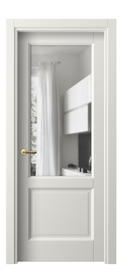 Межкомнатная дверь Galant 1422 Софт-тач белоснежный Прозрачное стекло, 4 мм Цена 25140 ₽ | Volhovec