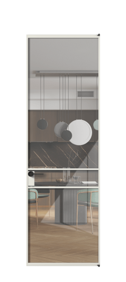 Алюминиевая дверь АЛПЛ040.02 Алюминий серый Рефлективное прозрачное стекло "Stopsol", калёное Цена 151770  | Volhovec