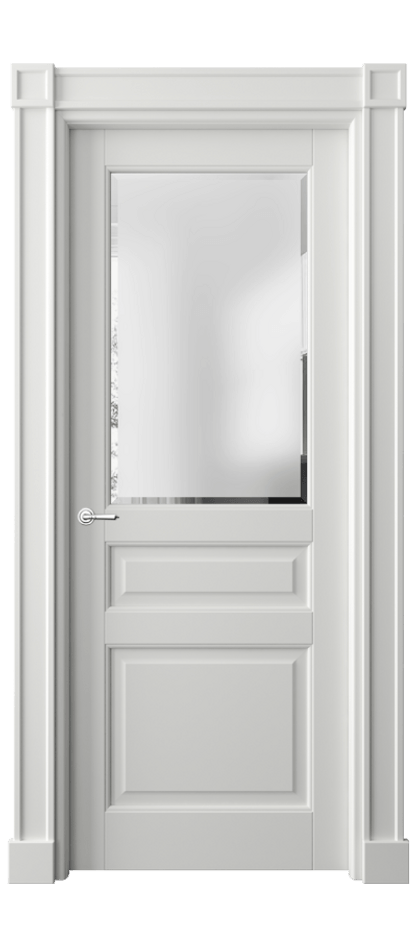 Межкомнатная дверь Тоскана Плано 6304 Матовый светло-серый Сатинированное стекло с фацетом Цена 133839 ₽ | Volhovec