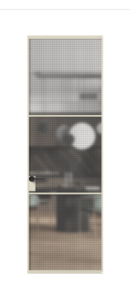 Алюминиевая дверь АЛПЛ040.03 Алюминий бежево-серый Декоративное стекло с сеткой "Mesh silver", триплекс, 6 мм Цена 129200  | Volhovec