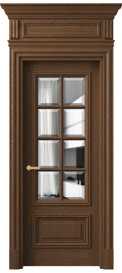 Межкомнатная дверь Антик 7316 Дуб каштановый матовый Двустороннее зеркало с фацетом, триплекс Цена 305489 ₽ | Volhovec