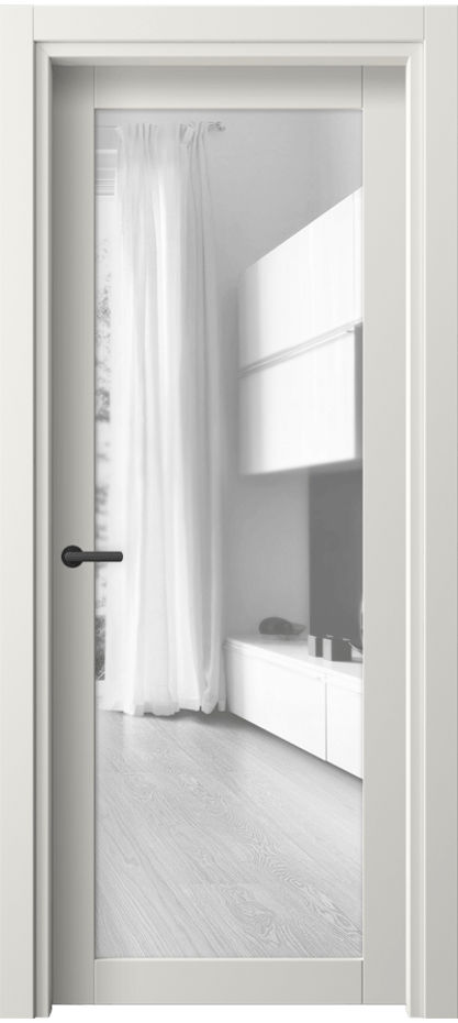 Межкомнатная дверь Neo 2102 Софт-тач белоснежный Прозрачное стекло, триплекс, 6 мм Цена 23590 ₽ | Volhovec