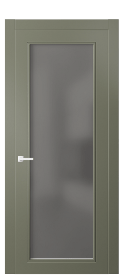 Межкомнатная дверь Neo Classic 8000 Матовый оливковый тёмный Сатинированное серое стекло, триплекс Цена 59759 ₽ | Volhovec