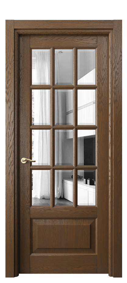 Межкомнатная дверь Лигнум 0728 Дуб королевский брашированный Двустороннее зеркало с фацетом, триплекс Цена 185899 ₽ | Volhovec