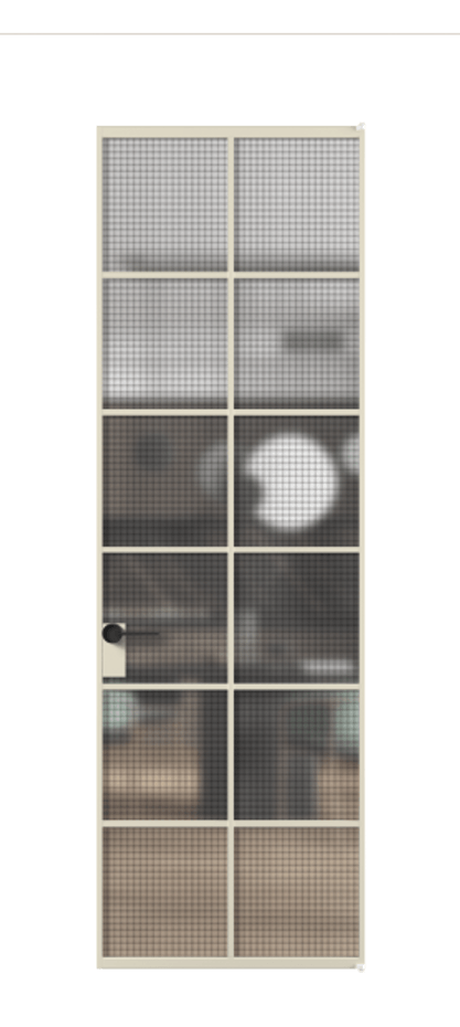 Алюминиевая дверь АЛПЛ040.05 Алюминий бежево-серый Декоративное стекло с сеткой "Mesh silver", триплекс, 6 мм Цена 133950  | Volhovec