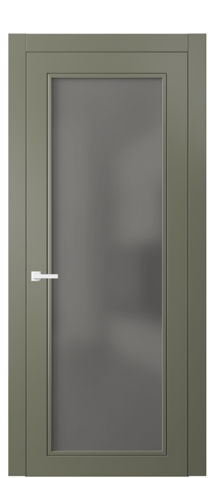 Межкомнатная дверь Neo Classic 8000 Матовый оливковый тёмный Сатинированное серое стекло, триплекс Цена 74699 ₽ | Volhovec