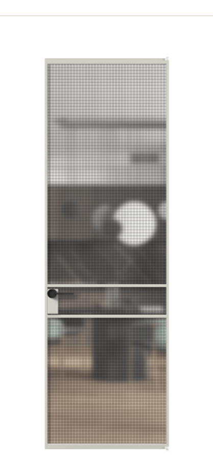 Алюминиевая дверь АЛПЛ040.02 Алюминий тёплый серый Декоративное стекло с сеткой "Mesh silver", триплекс, 6 мм Цена 129200  | Volhovec