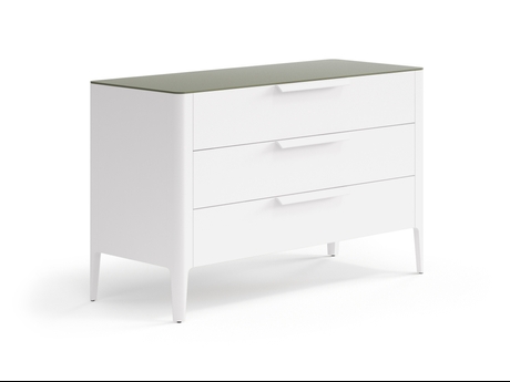 Мебель Комод Piega 3 ящика. Цвет Матовый пудровый белый. Материал Гладкая эмаль. Коллекция Комод Piega 3 ящика. Картинка.