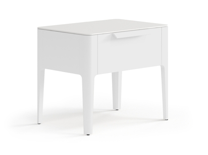 Мебель Тумба прикроватная Piega 1 ящик. Цвет Матовый белоснежный. Материал Гладкая эмаль. Коллекция Тумба прикроватная Piega 1 ящик. Картинка.