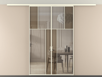 Алюминевая перегородка vdp2_2_АМБ_MS+Бронза триплекс_new. Цвет Алюминий молочно-белый. Материал Алюминий в эмали. Коллекция Перегородка Mosaic вдоль стены на потолок двустворчатая. Фото. Алюминевая перегородка vdp2_2_АМБ_MS+Бронза триплекс_new. Цвет Алюминий молочно-белый. Материал Алюминий в эмали. Коллекция Перегородка Mosaic вдоль стены на потолок двустворчатая. Картинка.