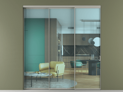 Алюминевая перегородка АЛПР 040.01_АНСР_ПРОЗ ГОЛ_new. Цвет Алюминий нейтральный серый. Материал Алюминий в эмали. Коллекция Перегородка Formato внутри проёма телескопик синхро 2. Картинка.