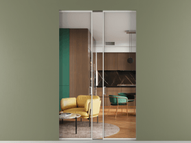 Алюминевая перегородка АЛПР 040.01 БЕЛ Crystalvision. Цвет Алюминий Белый. Материал Алюминий. Коллекция Перегородка Formato скрытый пенал двустворчатая. Картинка.