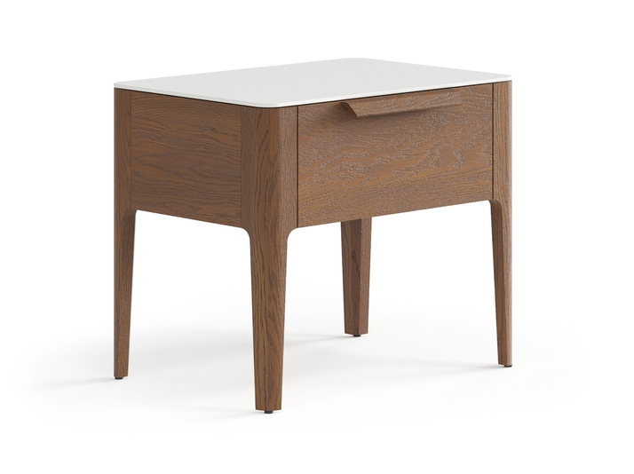 Мебель Тумба прикроватная Piega 1 ящик. Цвет Дуб каштановый матовый. Материал Массив дуба матовый. Коллекция Тумба прикроватная Piega 1 ящик. Картинка.