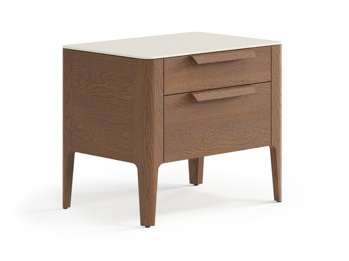 Мебель Тумба прикроватная Piega 2 ящика. Цвет Дуб каштановый матовый. Материал Массив дуба матовый. Коллекция Тумба прикроватная Piega 2 ящика. Картинка.