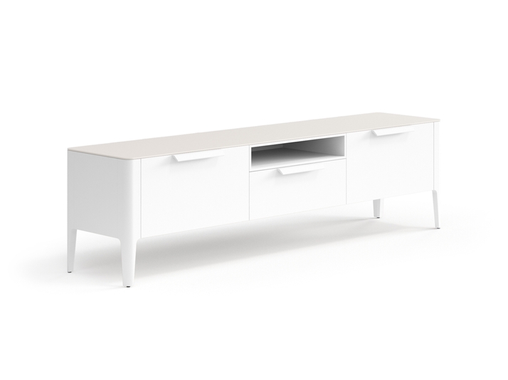 Мебель ТВ тумба Piega. Цвет Матовый светло-серый. Материал Гладкая эмаль. Коллекция ТВ тумба Piega. Картинка.