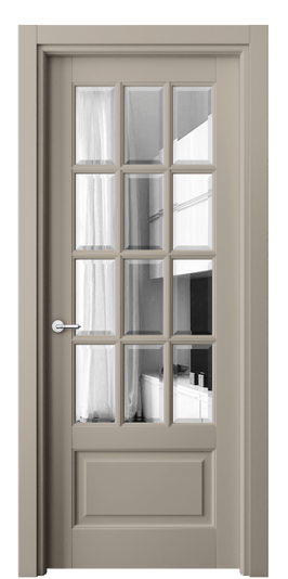 Дверь межкомнатная 6313 ББСК Зеркало с фацетом. Цвет Бук бисквитный. Материал Массив бука эмаль. Коллекция Toscana Grigliato. Картинка.