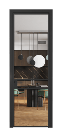 Дверь межкомнатная АЛПЛ040.02 Crystalvision ЧЕР. Цвет Алюминий Черный. Материал Алюминий. Коллекция Формато. Картинка.