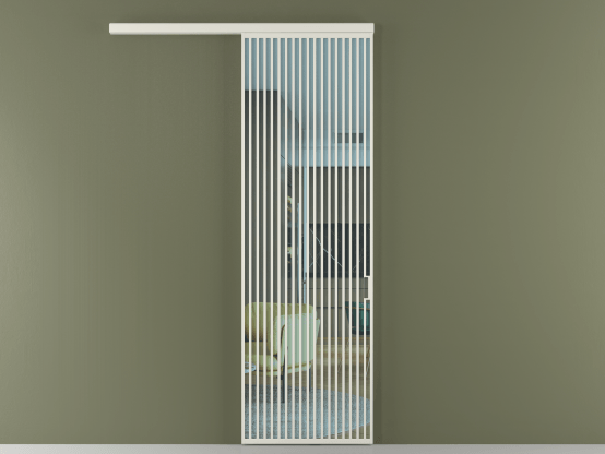 Алюминевая перегородка АЛПР 040.06_БЕЛ_ПРОЗ ГОЛ_new. Цвет Алюминий Белый. Материал Алюминий. Коллекция Перегородка Formato вдоль стены 1 створка. Картинка.