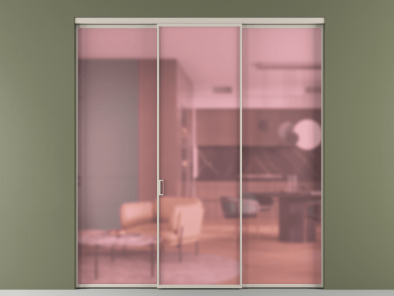 Алюминевая перегородка АЛПР 040.01_АСБЖ_САТ РОЗ_new. Цвет Алюминий светло-бежевый. Материал Алюминий в эмали. Коллекция Перегородка Формато внутри проёма 3 створки. Картинка.