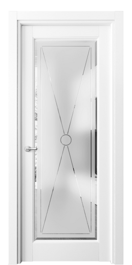 Дверь межкомнатная 6300 ББЛ Сатинированное стекло с гравировкой и фацетом. Цвет Бук белоснежный. Материал Массив бука эмаль. Коллекция Toscana Litera. Картинка.