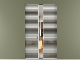 Алюминевая перегородка skr2_07_ Алюминий светло-серый Серый сатин матовое. Цвет Алюминий светло-серый. Материал Алюминий в эмали. Коллекция Перегородка Формато скрытый пенал 2 створки. Картинка.