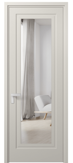 Дверь межкомнатная 8303 МОС Зеркало с одной стороны. Цвет Матовый облачно-серый. Материал Гладкая эмаль. Коллекция Рокка. Картинка.