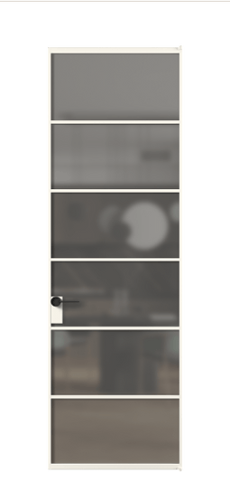 Дверь межкомнатная АЛПЛ040.04 АПБЛ Серый сатин триплекс. Цвет Алюминий пудровый белый. Материал Алюминий в эмали. Коллекция Formato. Картинка.