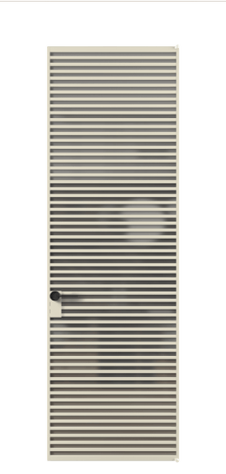 Дверь межкомнатная АЛПЛ040.07 АБСР Серый сатин триплекс. Цвет Алюминий бежево-серый. Материал Алюминий в эмали. Коллекция Formato. Картинка.