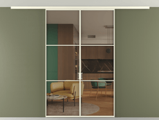 Перегородка Формато вдоль стены на потолок 2 створки